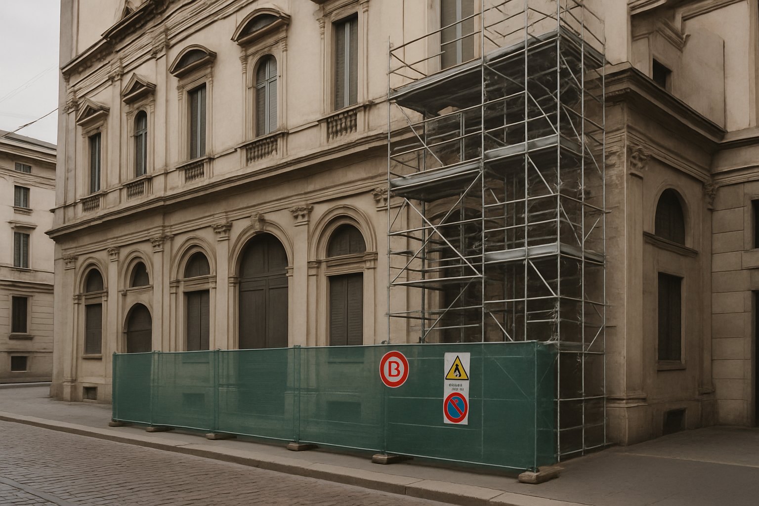 Cantiere con occupazione di suolo pubblico a Milano